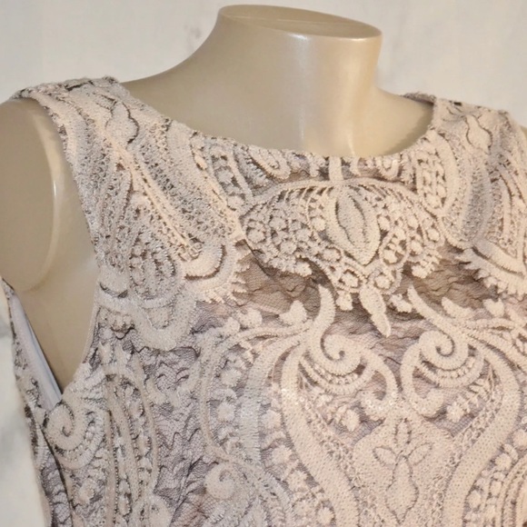 NWT Calvin Klein Khaki Embroidered and sequins on black lace cocktail dress - Picture 4 of 5